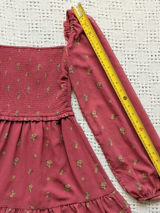 Aritzia Wilfred - Tempest Mini Dress Rosy Red/ Maplewood Size 2XS - Picture 9 of 11